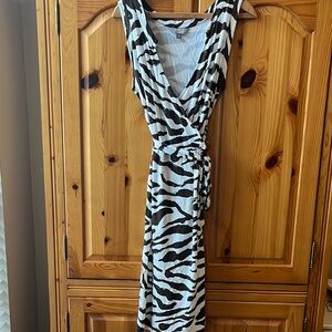 Stylish Merona Collection Brown and White Zebra Print Wrap Dress